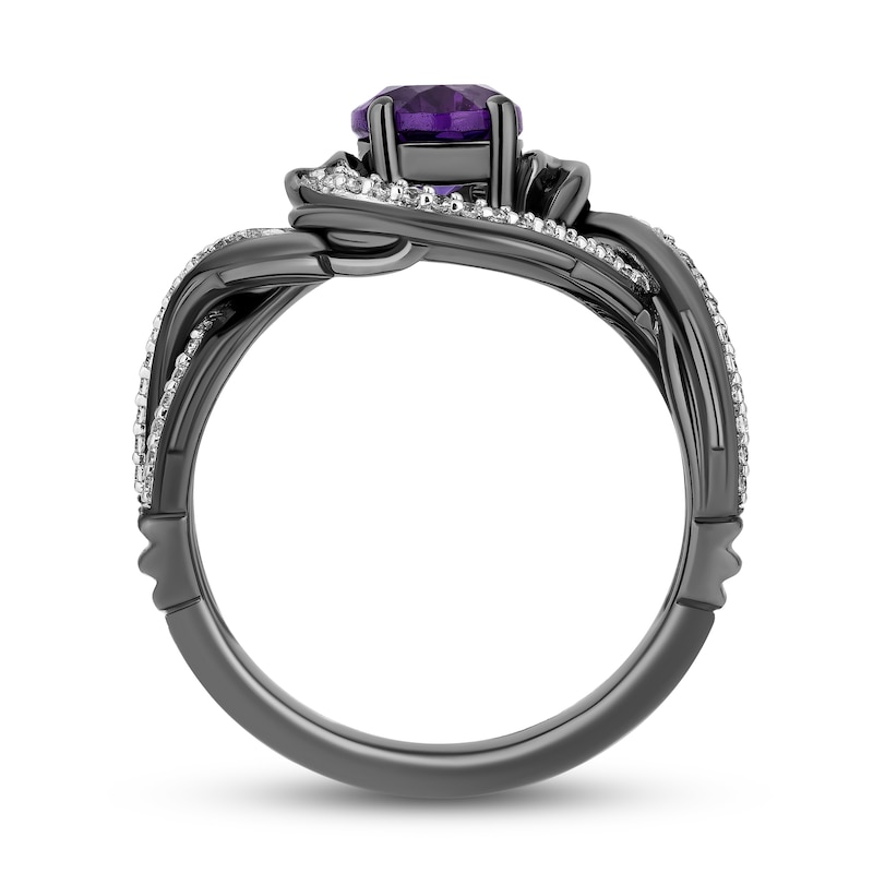 Enchanted Disney Villains Ursula Oval Amethyst and 1/5 CT. T.W. Diamond Eel Bypass Twist Ring in Sterling Silver