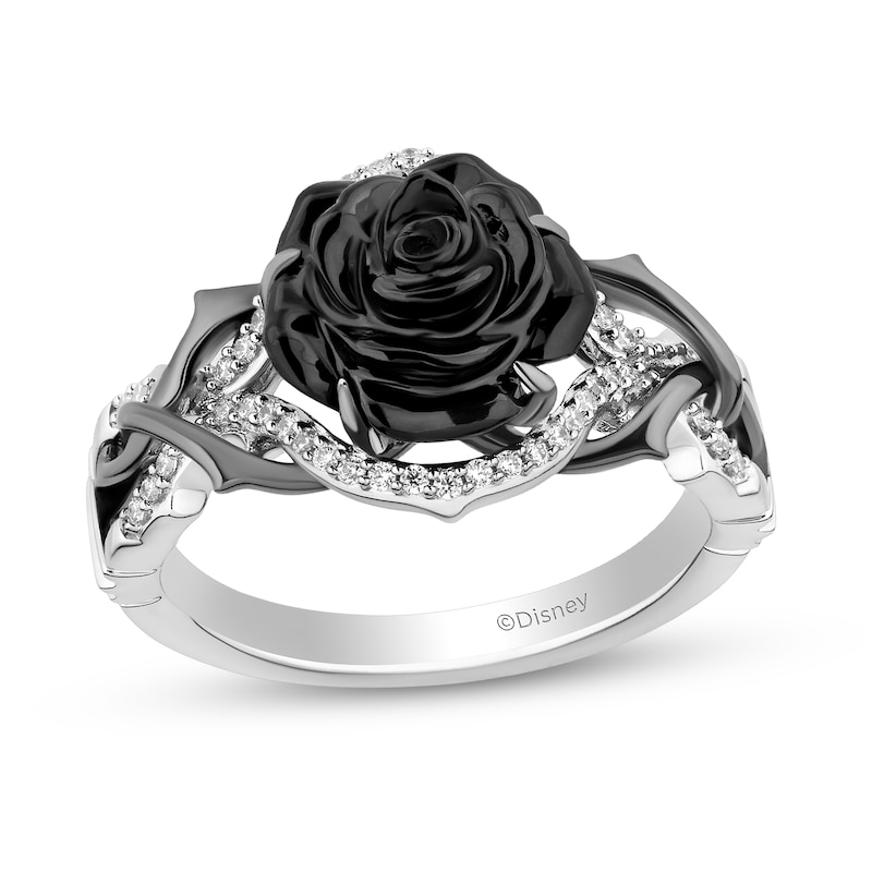 Main Image 1 of Collector’s Edition Enchanted Disney Sleeping Beauty 65th Anniversary Onyx and Diamond Rose Ring in Sterling Silver