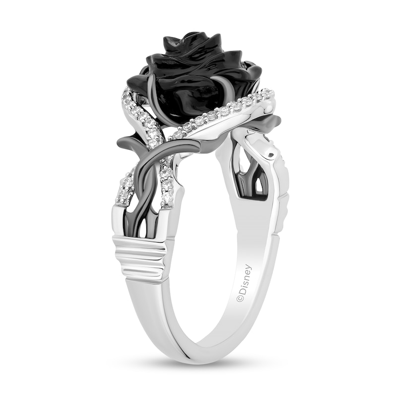 Main Image 2 of Collector’s Edition Enchanted Disney Sleeping Beauty 65th Anniversary Onyx and Diamond Rose Ring in Sterling Silver