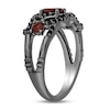 Thumbnail Image 1 of Enchanted Disney Villains Evil Queen Garnet and 1/4 CT. T.W. Black Diamond Vine Ring in Sterling Silver - Size 7