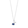 Thumbnail Image 1 of Emerald-Cut Blue Sapphire and 1/20 CT. T.W. Diamond Split Bail Pendant in 10K White Gold