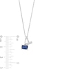 Thumbnail Image 3 of Emerald-Cut Blue Sapphire and 1/20 CT. T.W. Diamond Split Bail Pendant in 10K White Gold