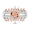 Thumbnail Image 3 of Enchanted Disney Belle 1/5 CT. T.W. Diamond Rose and Crown Three Piece Ring Set in Sterling Silver and 10K Rose Gold