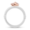 Thumbnail Image 4 of Enchanted Disney Belle 1/5 CT. T.W. Diamond Rose and Crown Three Piece Ring Set in Sterling Silver and 10K Rose Gold