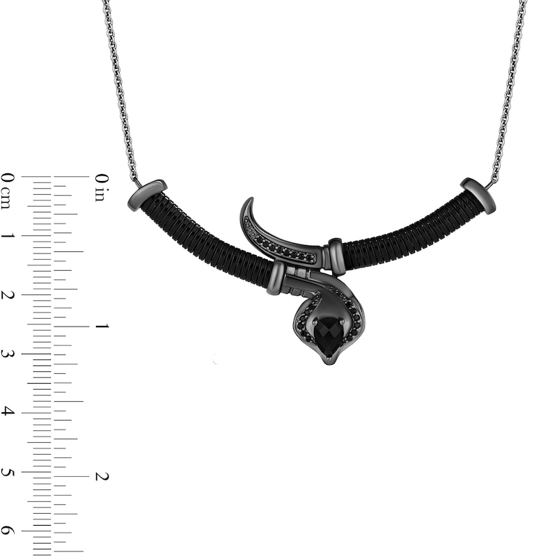 Main Image 3 of Enchanted Disney Villains Jafar Pear-Shaped Onyx and 1/6 CT. T.W. Black Diamond Swords Necklace in Sterling Silver