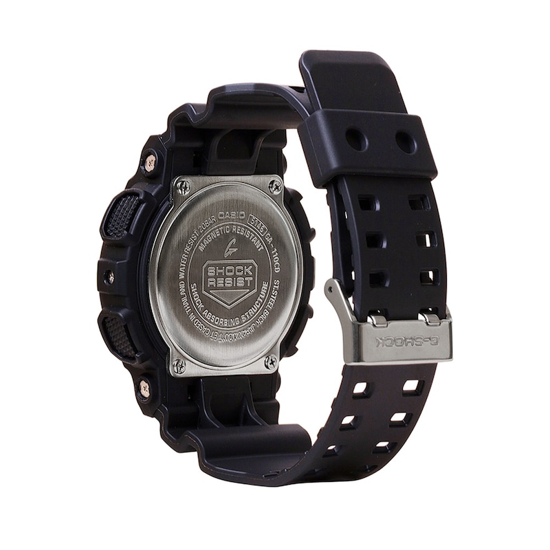 Men's Casio G-Shock Classic Black Resin Watch with Gold- and Silver-Tone Dial (Model: GA110CD-1A9)