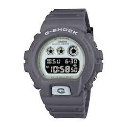 Men's Casio G-Shock Classic Grey Resin Digital Watch with White Glow-in-the-Dark Dial (Model: DW6900HD-8)