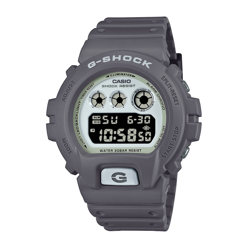 Main Image 1 of Men's Casio G-Shock Classic Grey Resin Digital Watch with White Glow-in-the-Dark Dial (Model: DW6900HD-8)