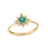 Thumbnail Image 1 of 4.0mm Emerald and 1/20 CT. T.W. Diamond Starburst Frame Ring in 10K Gold