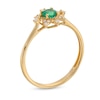 Thumbnail Image 3 of 4.0mm Emerald and 1/20 CT. T.W. Diamond Starburst Frame Ring in 10K Gold