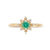 Thumbnail Image 4 of 4.0mm Emerald and 1/20 CT. T.W. Diamond Starburst Frame Ring in 10K Gold