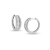 Thumbnail Image 1 of 2 CT. T.W. Baguette and Round Certified Lab-Created Diamond Triple Row Hoop Earrings in 14K White Gold (F/SI2)