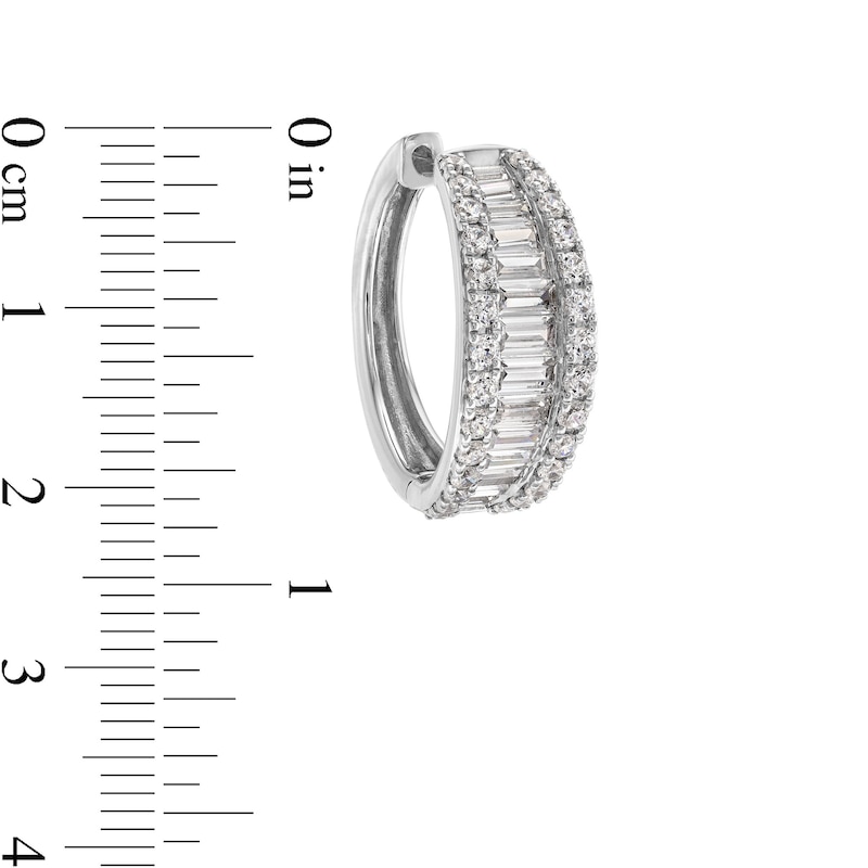 Main Image 2 of 2 CT. T.W. Baguette and Round Certified Lab-Created Diamond Triple Row Hoop Earrings in 14K White Gold (F/SI2)