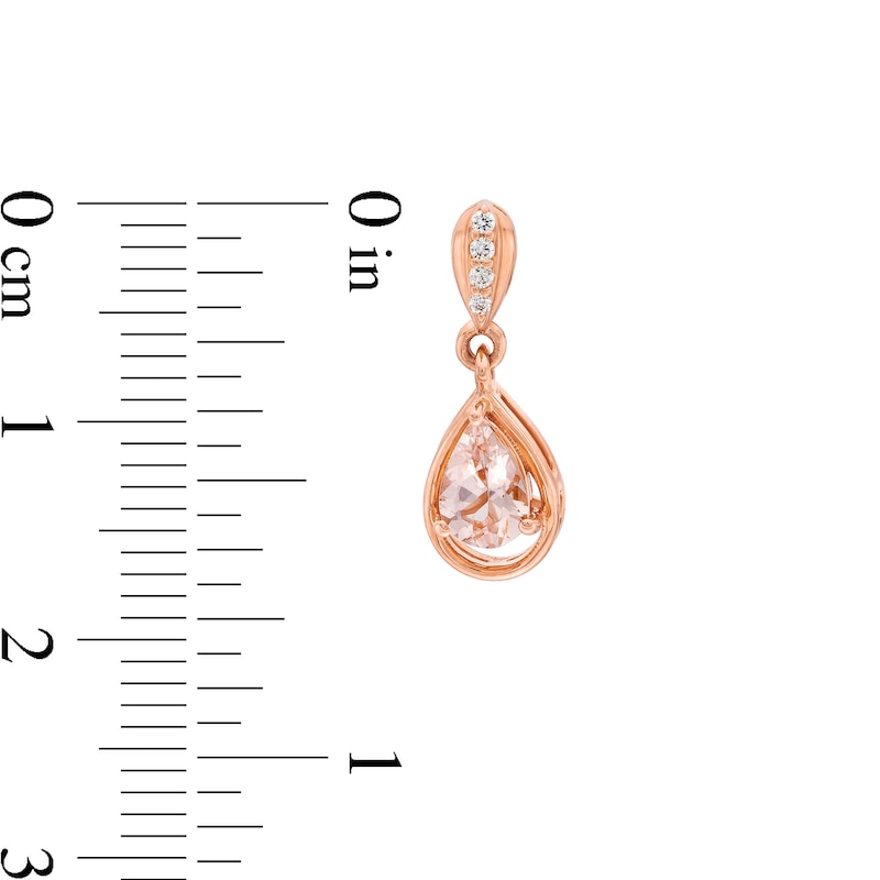 Pear-Shaped Morganite and Diamond Accent Open Frame Drop Earrings in 10K Rose Gold