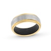 Thumbnail Image 1 of 8.0mm Brushed Center Stepped Edge Wedding Band in Two-Tone Tungsten with Black Silicone - Size 10