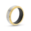 Thumbnail Image 3 of 8.0mm Brushed Center Stepped Edge Wedding Band in Two-Tone Tungsten with Black Silicone - Size 10