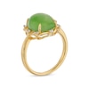 Thumbnail Image 2 of Oval Jade and 1/15 CT. T.W. Diamond Alternating Frame Ring in 14K Gold