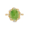 Thumbnail Image 3 of Oval Jade and 1/15 CT. T.W. Diamond Alternating Frame Ring in 14K Gold