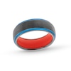 Thumbnail Image 1 of 8.0mm Multi-Finish Stepped Edge Wedding Band in Two-Tone Tungsten and Orange Silicone - Size 10