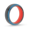 Thumbnail Image 2 of 8.0mm Multi-Finish Stepped Edge Wedding Band in Two-Tone Tungsten and Orange Silicone - Size 10