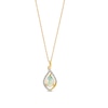 Thumbnail Image 1 of Pear-Shaped Opal and 1/20 CT. T.W. Diamond Open Frame Drop Pendant in 10K Gold