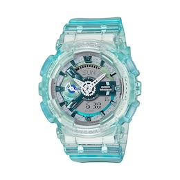 Ladies' Casio G-Shock S Series Clear Blue Resin Watch with Silver-Tone Dial (Model: GMAS110VW-2A)