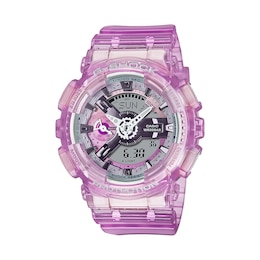 Ladies' Casio G-Shock S Series Clear Pink Resin Watch with Silver-Tone Dial (Model: GMAS110VW-4A)