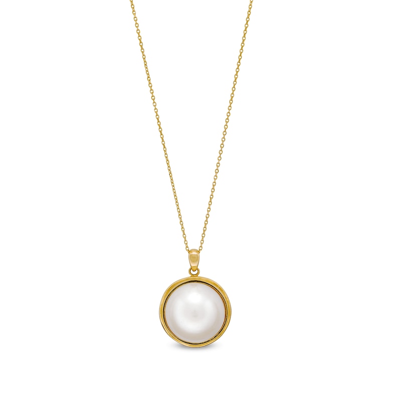 Main Image 1 of 14.0mm Cultured Mabe Pearl Bezel-Set Solitaire Pendant in 10K Gold