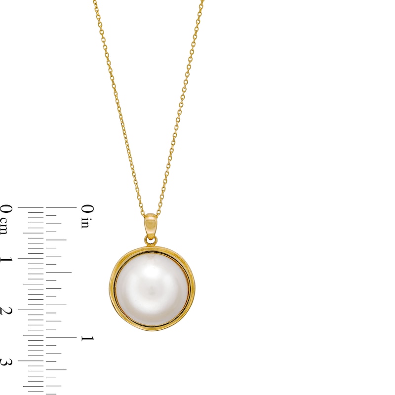 Main Image 4 of 14.0mm Cultured Mabe Pearl Bezel-Set Solitaire Pendant in 10K Gold