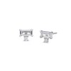 Thumbnail Image 1 of Baguette and Round White Lab-Created Sapphire Stacked Duo Stud Earrings in 10K White Gold