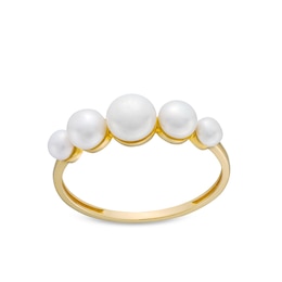 3.0-5.0mm Cultured Mabe Pearl Graduated Five Stone Ring in 10K Gold