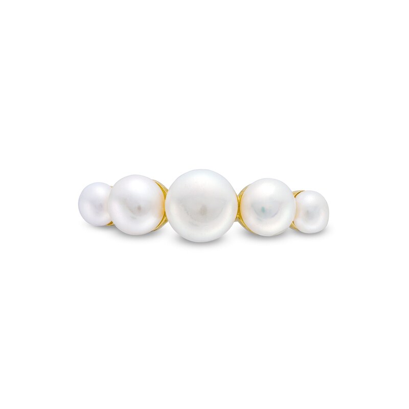 Main Image 4 of 3.0-5.0mm Cultured Mabe Pearl Graduated Five Stone Ring in 10K Gold