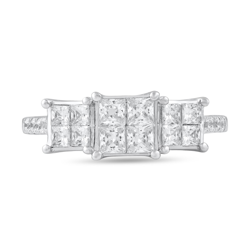 1 CT. T.W. Princess-Cut Multi-Diamond Three Stone Engagement Ring in 10K White Gold