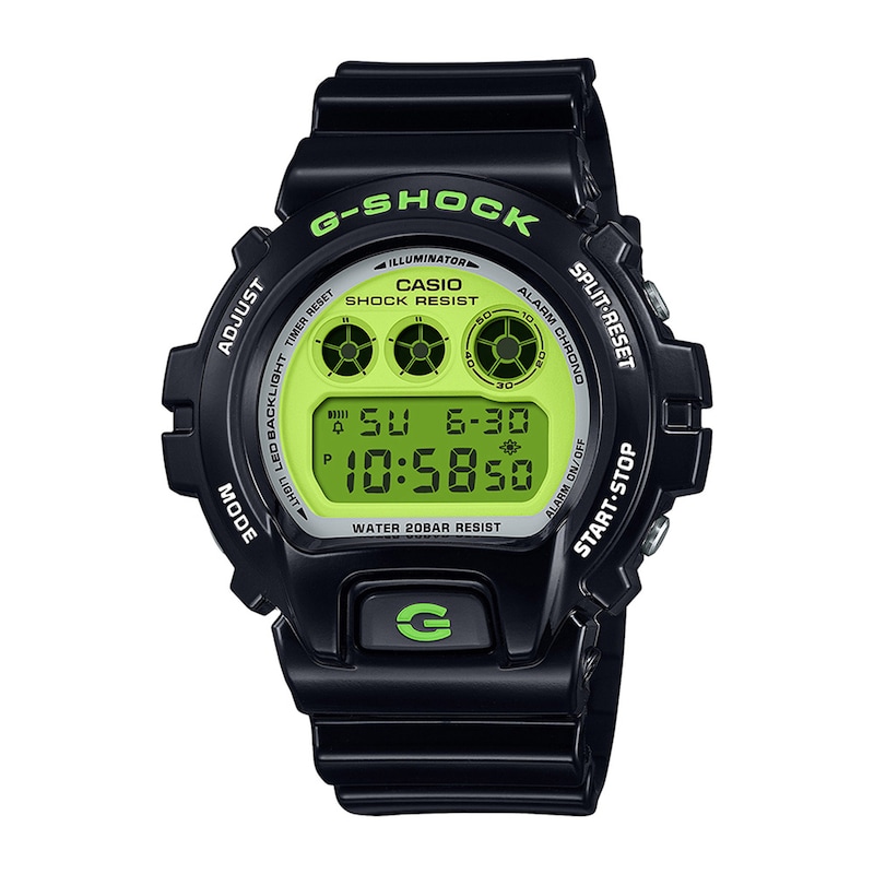 Main Image 1 of Men’s Casio G Shock Classic Black Resin Digital Watch with Retro-Color Dial (Model: DW6900RCS-1)