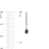 Thumbnail Image 2 of Pear-Shaped Blue Sapphire and 1/8 CT. T.W. Diamond Dangle Hoop Earrings in 10K White Gold