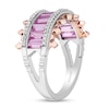 Thumbnail Image 2 of Enchanted Disney Aurora Pink Lab-Created Sapphire and Diamond Multi-Row Crown Ring in Sterling Silver and 10K Rose Gold