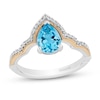 Thumbnail Image 1 of Enchanted Disney Jasmine Pear-Shaped Swiss Blue Topaz and Diamond Contour Crown Ring in Sterling Silver and 10K Gold