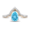 Thumbnail Image 4 of Enchanted Disney Jasmine Pear-Shaped Swiss Blue Topaz and Diamond Contour Crown Ring in Sterling Silver and 10K Gold