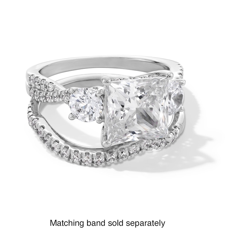 Main Image 4 of 4 CT. T.W. Princess-Cut Certified Lab-Created Diamond Three Stone Engagement Ring in 14K White Gold (F/SI2)