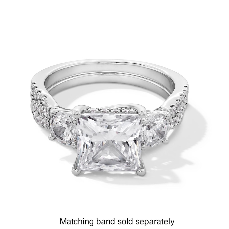 Main Image 5 of 4 CT. T.W. Princess-Cut Certified Lab-Created Diamond Three Stone Engagement Ring in 14K White Gold (F/SI2)