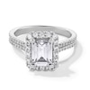 Thumbnail Image 1 of 2-5/8 CT. T.W. Emerald-Cut Certified Lab-Created Diamond Frame Double Row Engagement Ring in 14K White Gold (F/SI2)