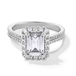 2-5/8 CT. T.W. Emerald-Cut Certified Lab-Created Diamond Frame Double Row Engagement Ring in 14K White Gold (F/SI2)