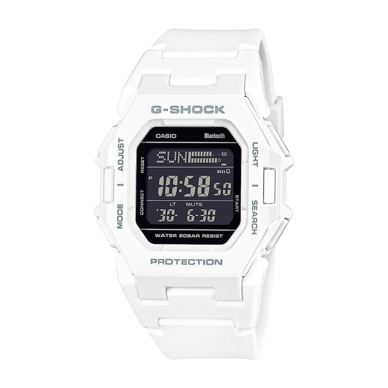 Main Image 1 of Men’s Casio G-Shock Classic White Resin Digital Watch with Step Tracker and Black Dial (Model: GDB500-7)