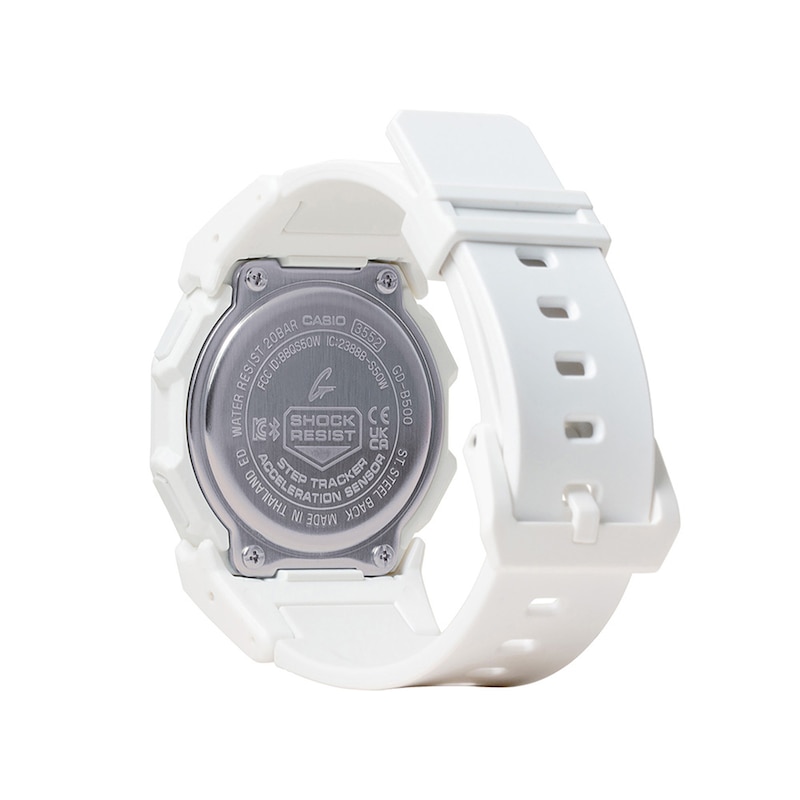 Men’s Casio G-Shock Classic White Resin Digital Watch with Step Tracker and Black Dial (Model: GDB500-7)