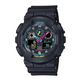 Men’s Casio G-Shock Classic Black Resin Analog Digital Watch with Fluorescent Accents (Model: GA100MF-1A)