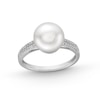 Thumbnail Image 1 of 9.0mm Freshwater Cultured Pearl and 1/10 CT. T.W. Diamond Double Row Shank Ring in 10K White Gold