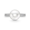 Thumbnail Image 4 of 9.0mm Freshwater Cultured Pearl and 1/10 CT. T.W. Diamond Double Row Shank Ring in 10K White Gold