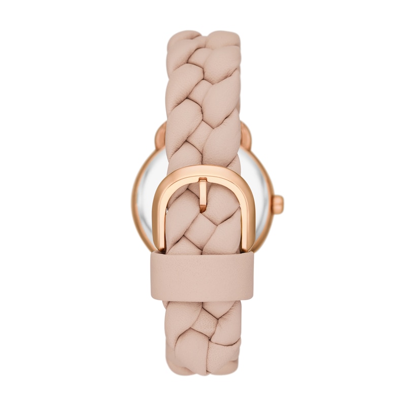 Ladies' Kate Spade Lily Avenue Rose-Tone IP Braided Leather Strap Watch with Mother-of Pearl Dial (Model: KSW1821)