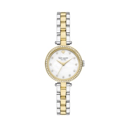 Ladies' Kate Spade Holland Crystal Accent Two-Tone IP Watch with Mother-of Pearl Dial (Model: KSW1824)