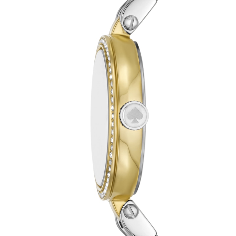 Ladies' Kate Spade Holland Crystal Accent Two-Tone IP Watch with Mother-of Pearl Dial (Model: KSW1824)